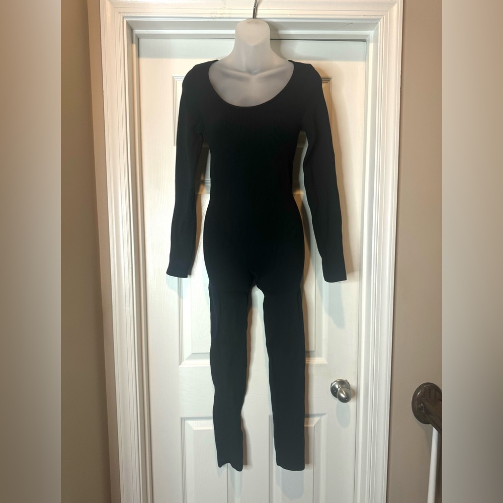 Black Ribbed Jumpsuit - Picture 3 of 8